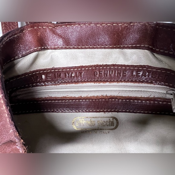 Alfredo picchi woven straw leather vintage bag mini backpack Italian brown - Picture 5 of 8